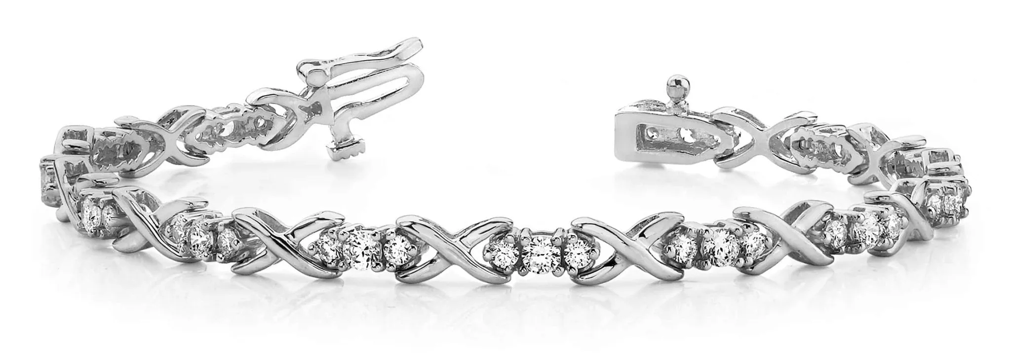 Triple Diamond X Link Diamond Bracelet with 1.96 ct.(finished) 2mm, 2.8mm
