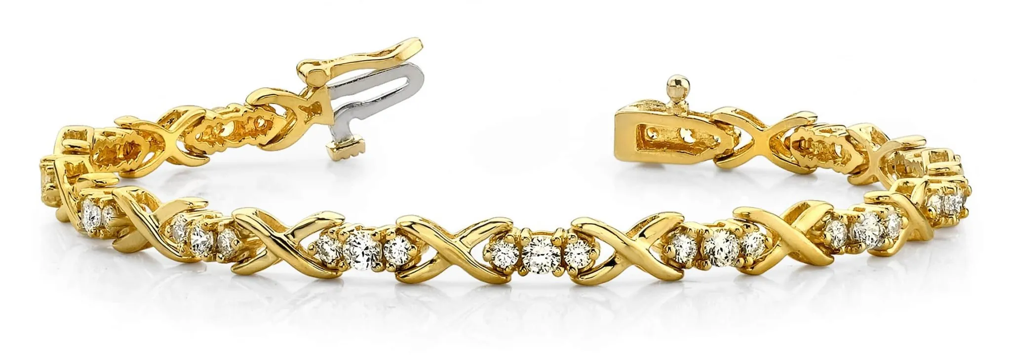 Triple Diamond X Link Diamond Bracelet with 1.96 ct.(finished) 2mm, 2.8mm