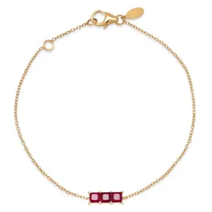 Triple Ruby Princess Cut Bracelet