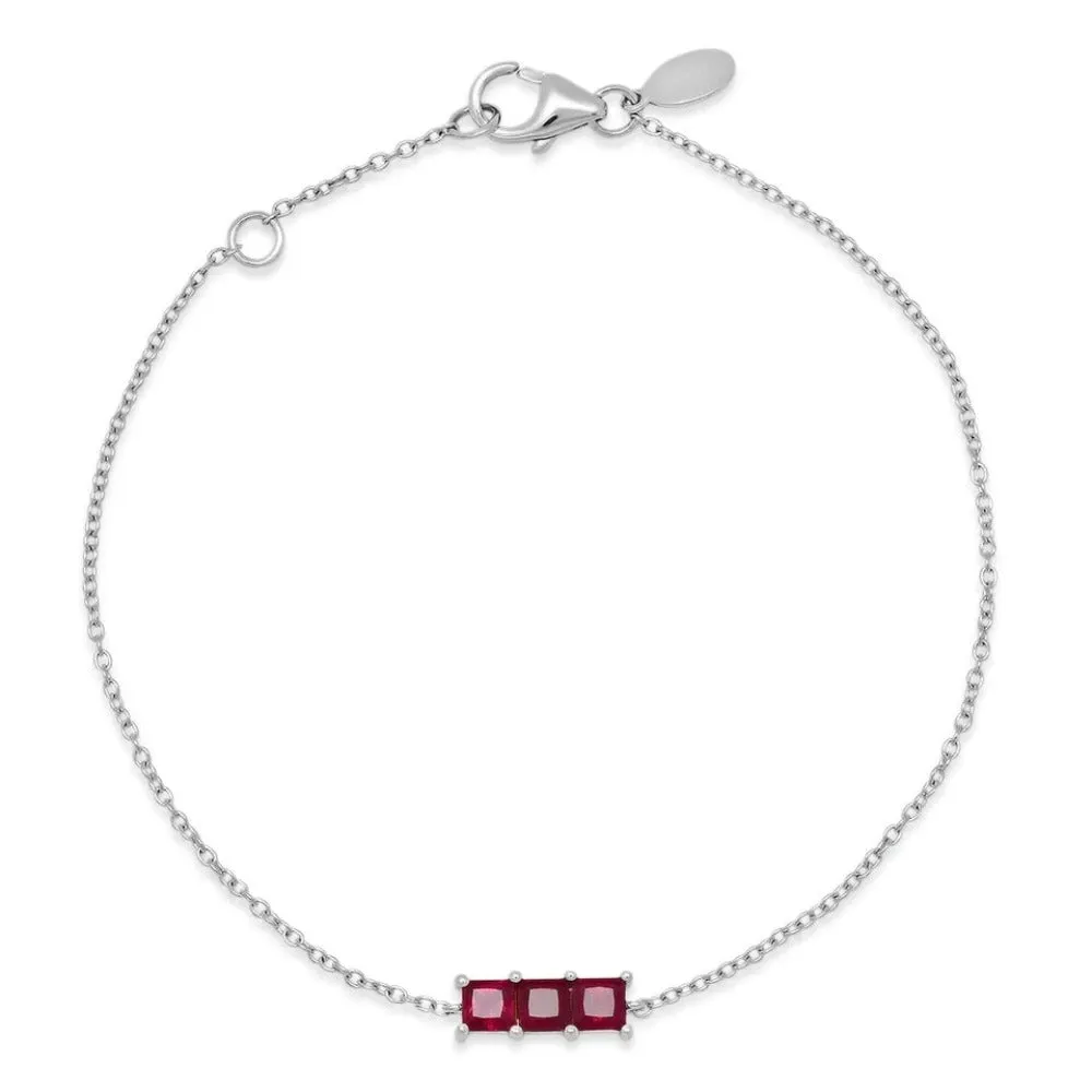 Triple Ruby Princess Cut Bracelet