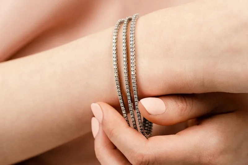 Triple Strand Flexible Diamond Tennis Bracelet Lab-Grown Diamond with 3.65 ct.(finished) 1.5mm