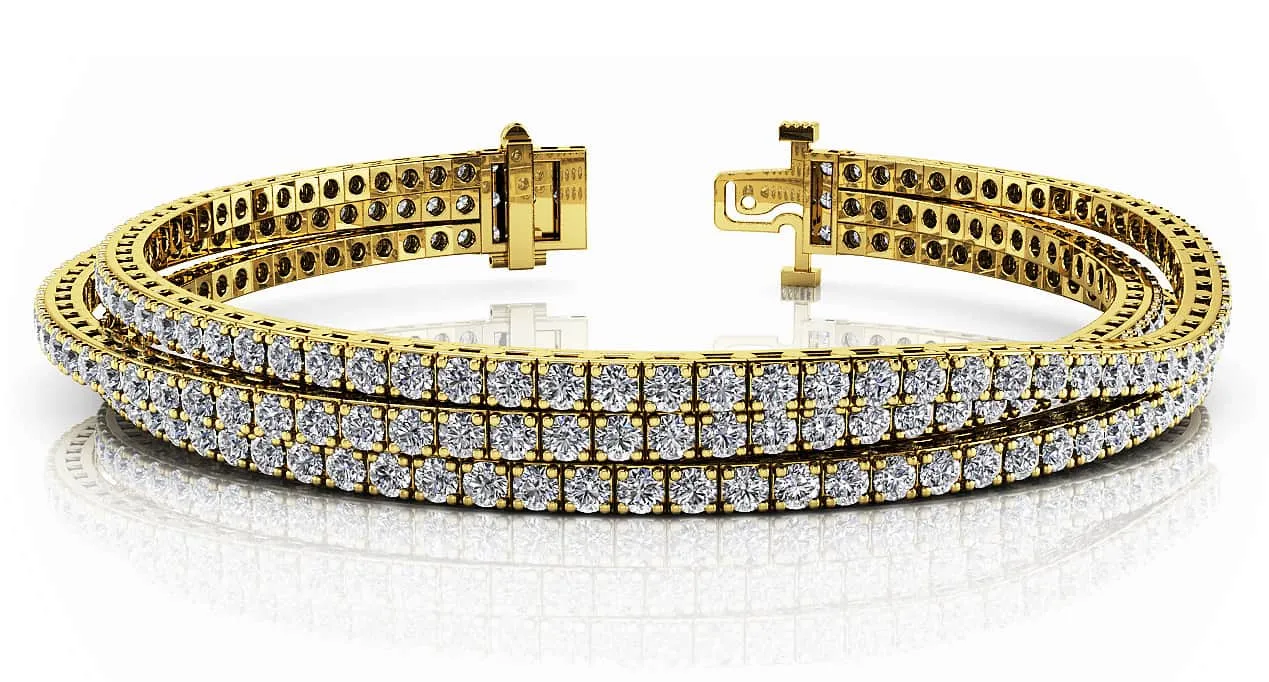 Triple Strand Flexible Diamond Tennis Bracelet Lab-Grown Diamond with 3.65 ct.(finished) 1.5mm