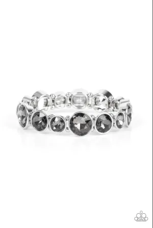 Twinkling Tease Silver Hematite Gem Paparazzi Stretchy Bracelet