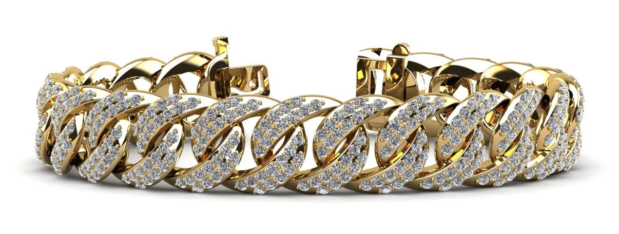 Two Rows Cuban Link Diamond Bracelet with 5.92 ct.(finished) 1.3mm