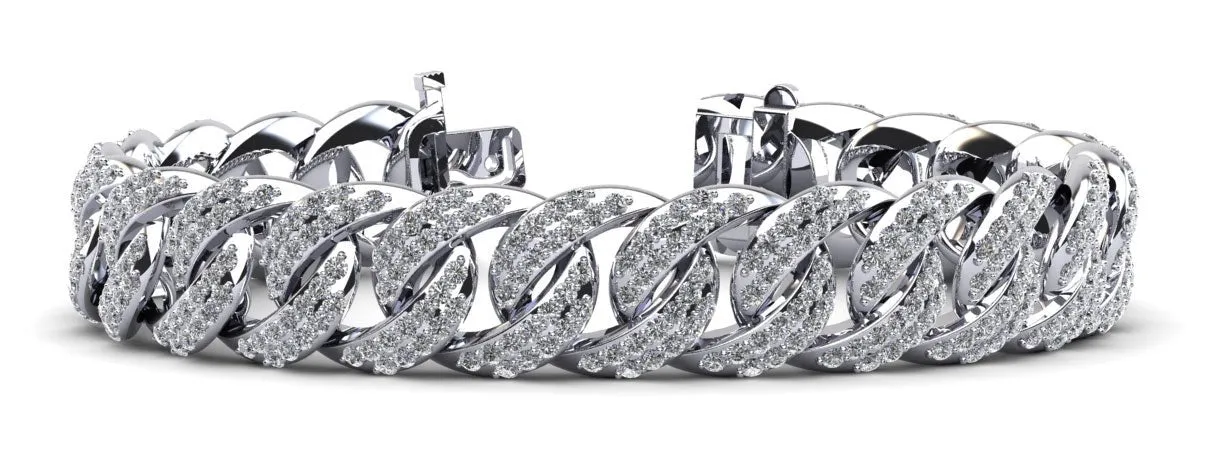 Two Rows Cuban Link Diamond Bracelet with 5.92 ct.(finished) 1.3mm