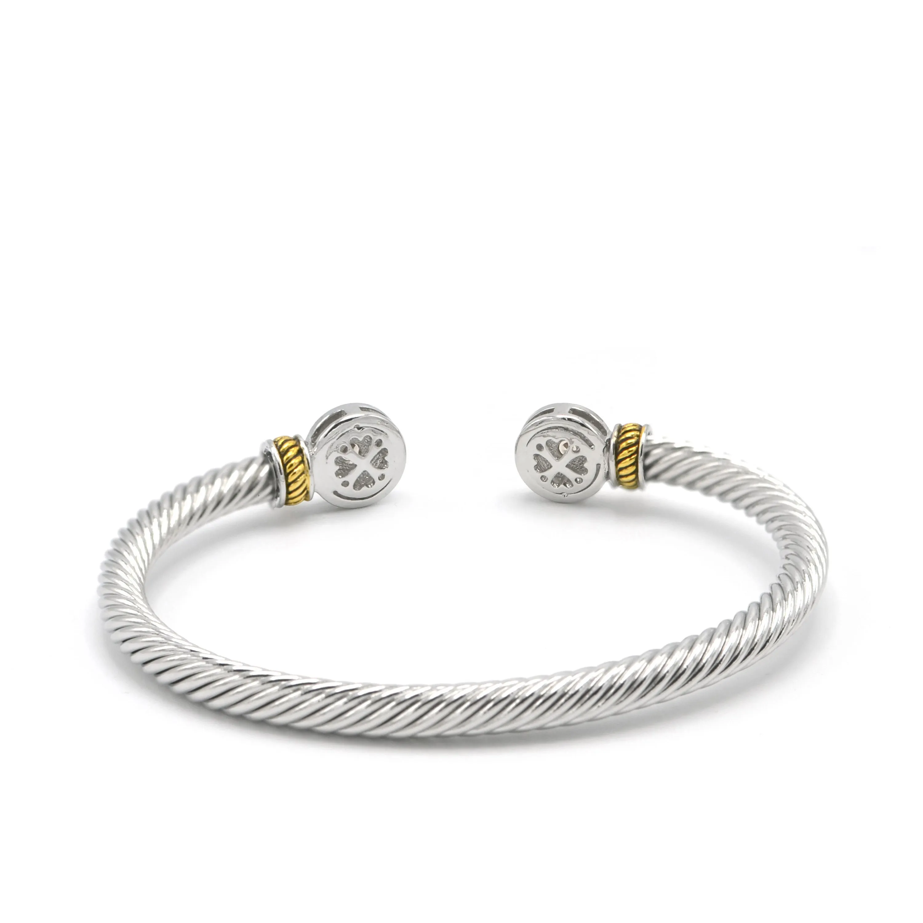TWO TONE AQUAMARINE CRYSTAL CLASSIC CABLE BRACELET#12550BR_AQ(FA22)