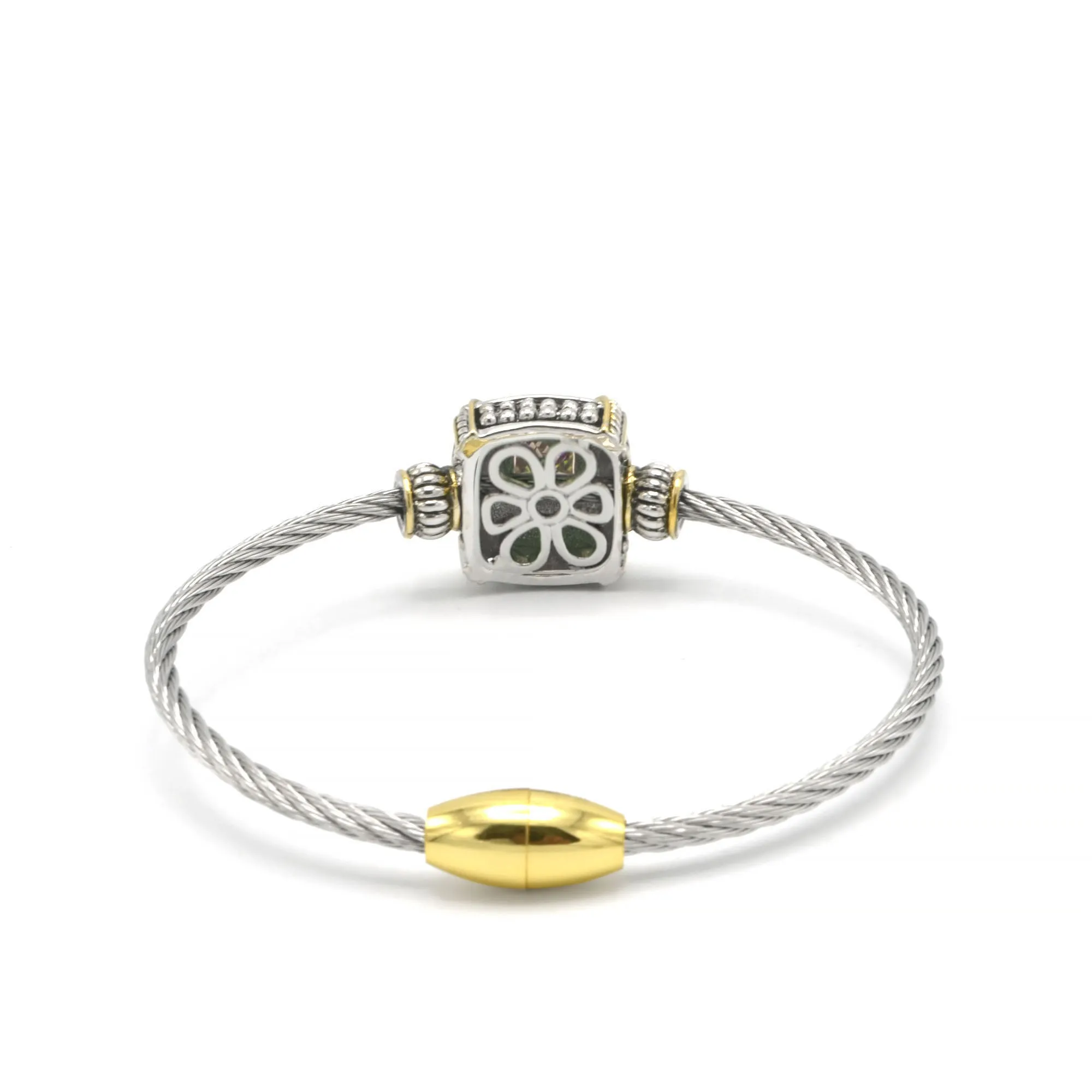 TWO-TONE CHAMPAGNE CRYSTAL CLASSIC CABLE BRACELET#93012BR-CHM(FF16/FA8)