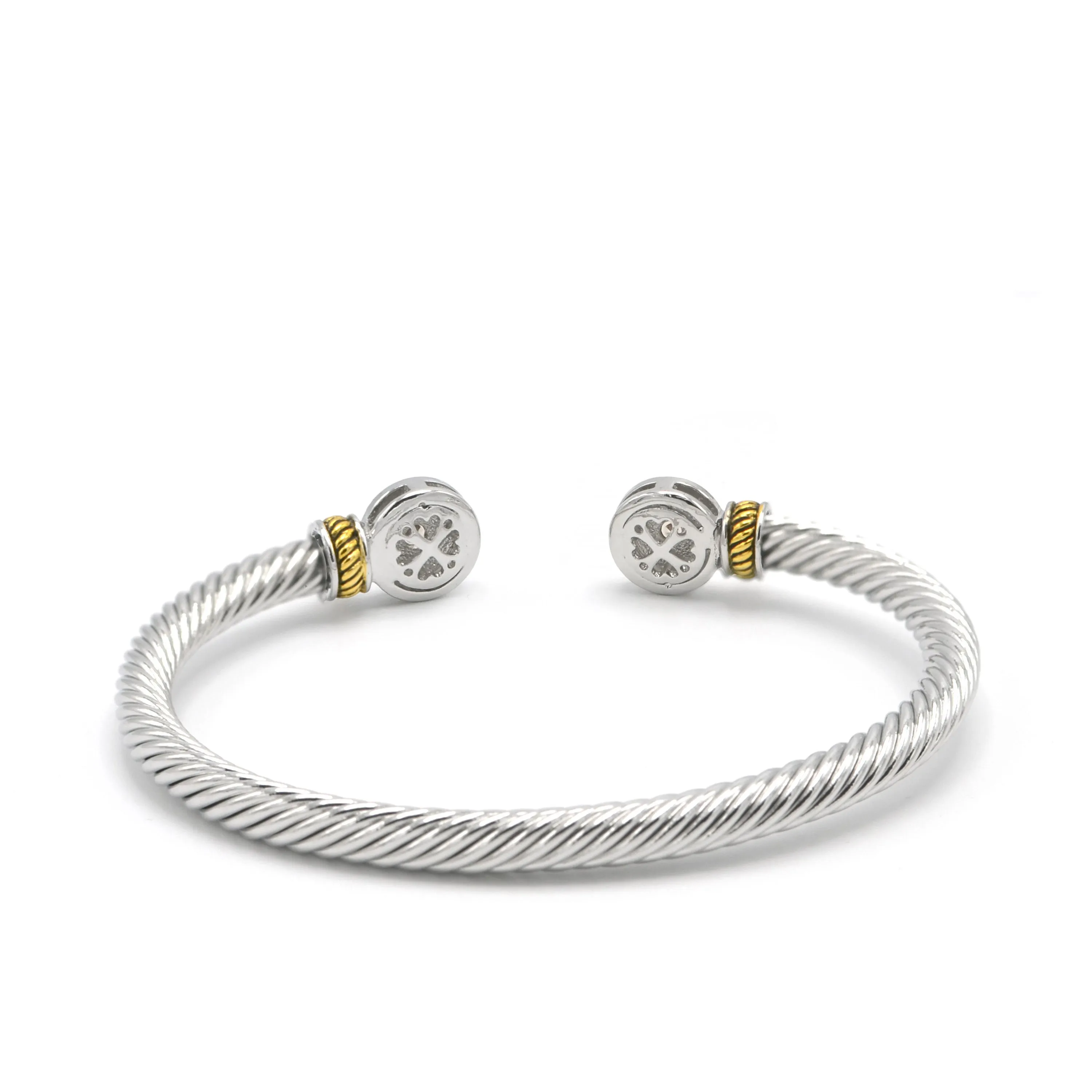 TWO TONE CLEAR CRYSTAL CLASSIC CABLE BRACELET#12550BR_CLEAR(FB23)