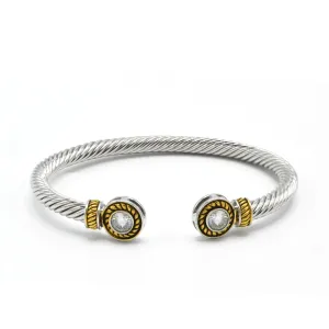 TWO TONE CLEAR CRYSTAL CLASSIC CABLE BRACELET#12550BR_CLEAR(FB23)