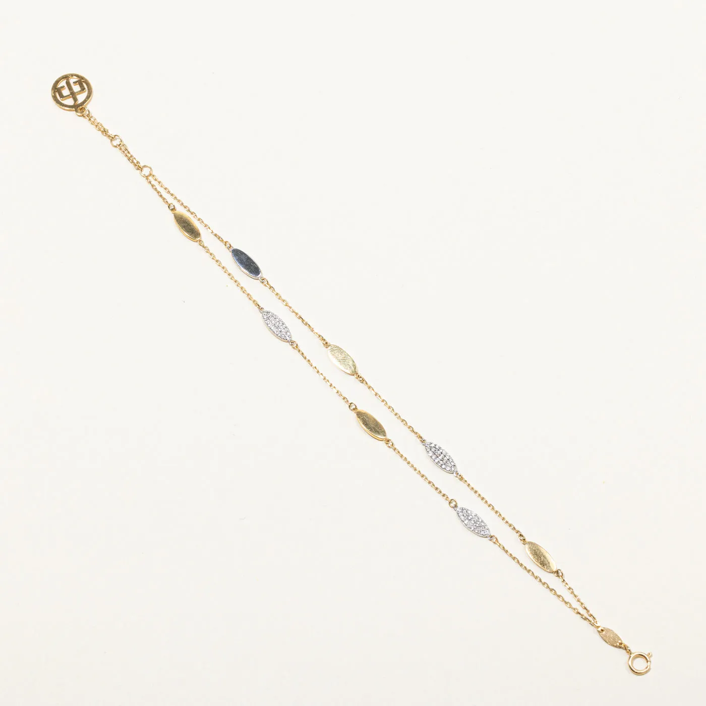 Two Tone Gold Diamond Chain Bracelet | 0.26ctw | 8"|
