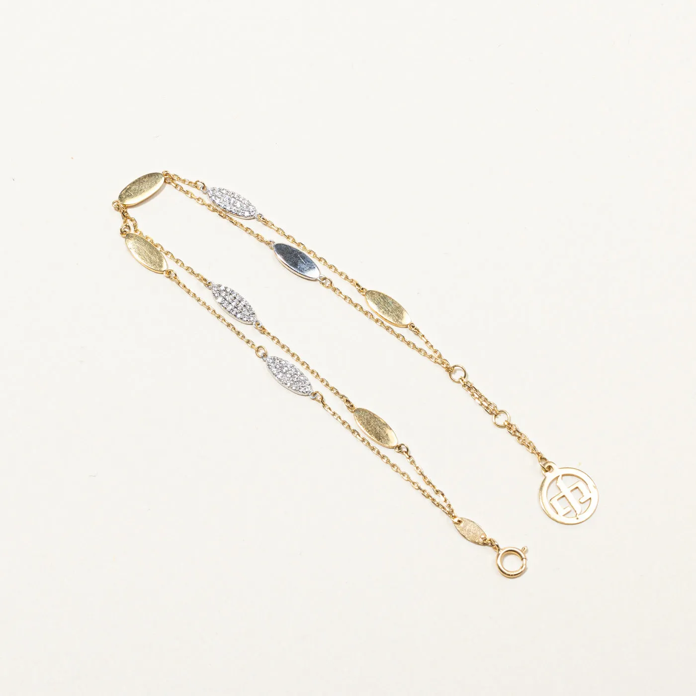Two Tone Gold Diamond Chain Bracelet | 0.26ctw | 8"|