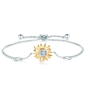 Two Tone Round Cut 0.5ct Moissanite Sunflower Adjustable Bracelet