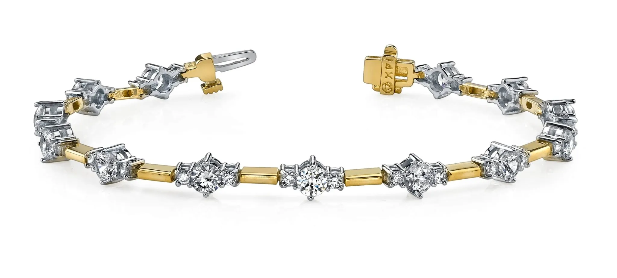 Two Tone Triple Lab-Grown Diamond Bracelet with 1.93 ct.(finished) 1.8mm, 2.8mm