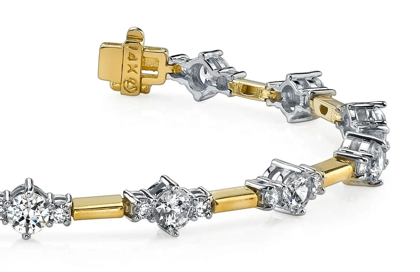 Two Tone Triple Lab-Grown Diamond Bracelet with 1.93 ct.(finished) 1.8mm, 2.8mm