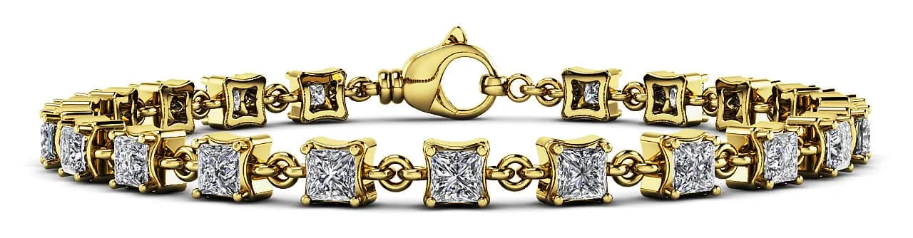 Unique Princess Cut Diamond Link Tennis Diamond Bracelet with 2.26 ct.(finished) 2.5mm