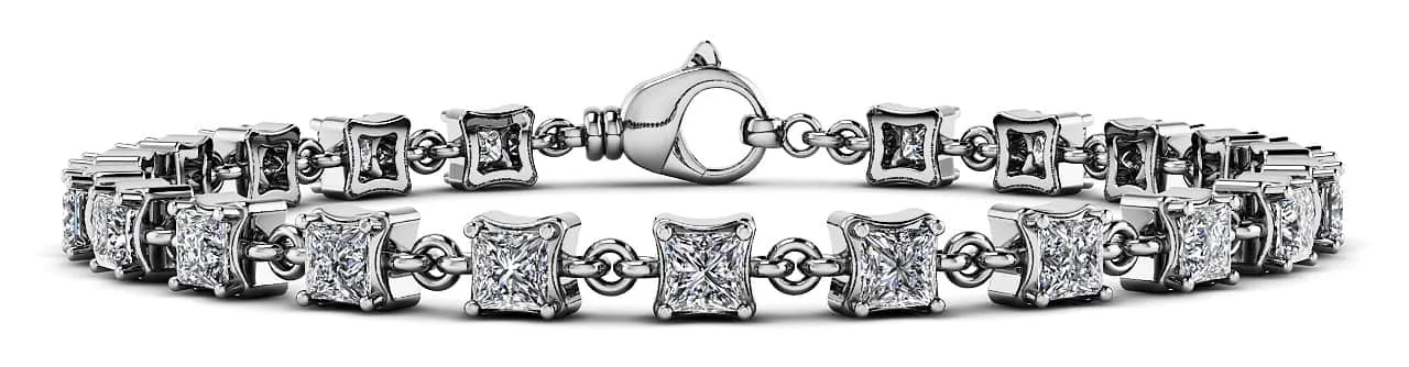 Unique Princess Cut Diamond Link Tennis Diamond Bracelet with 2.26 ct.(finished) 2.5mm