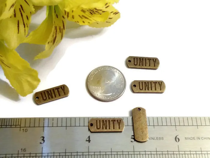 Unity Tag Pendant Charms - 12 Step Recovery Bronze 5 Pcs