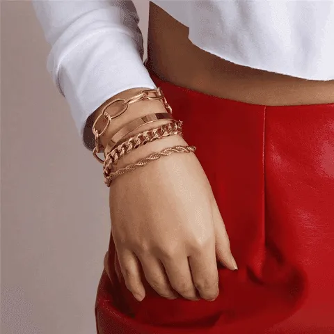 VacationGrabs Boho Gold Charm Bracelets Set of 4
