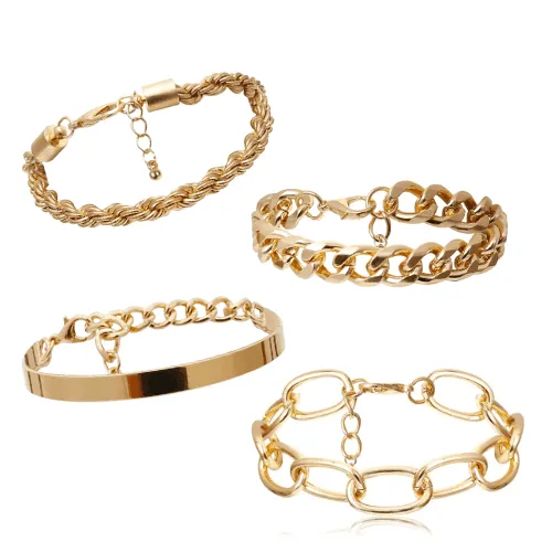 VacationGrabs Boho Gold Charm Bracelets Set of 4