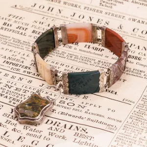 Victorian Scottish Agate Heart Padlock Bracelet