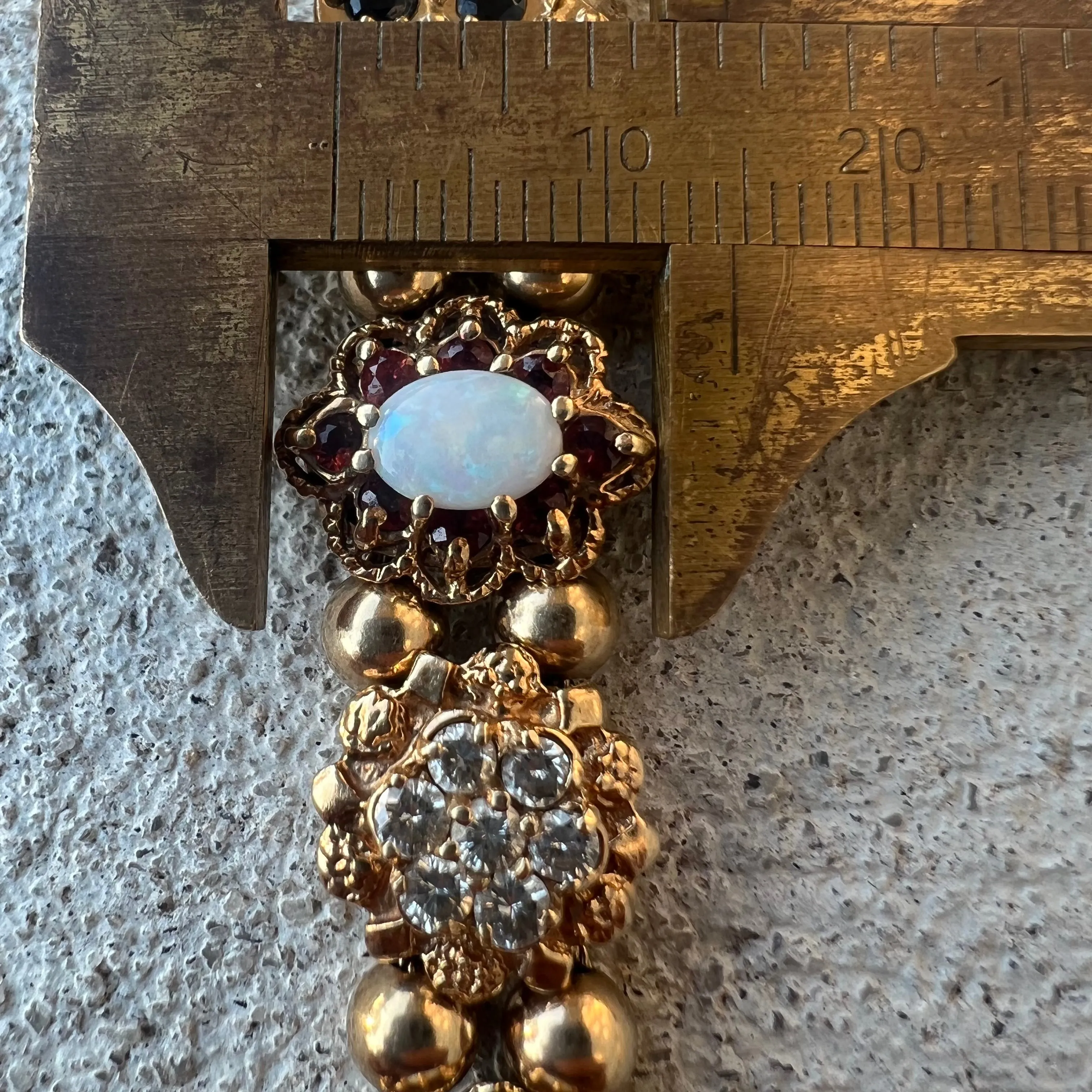 Vintage 14k Precious Gemstone Slider Bracelet By Richard Klein (7.5”)