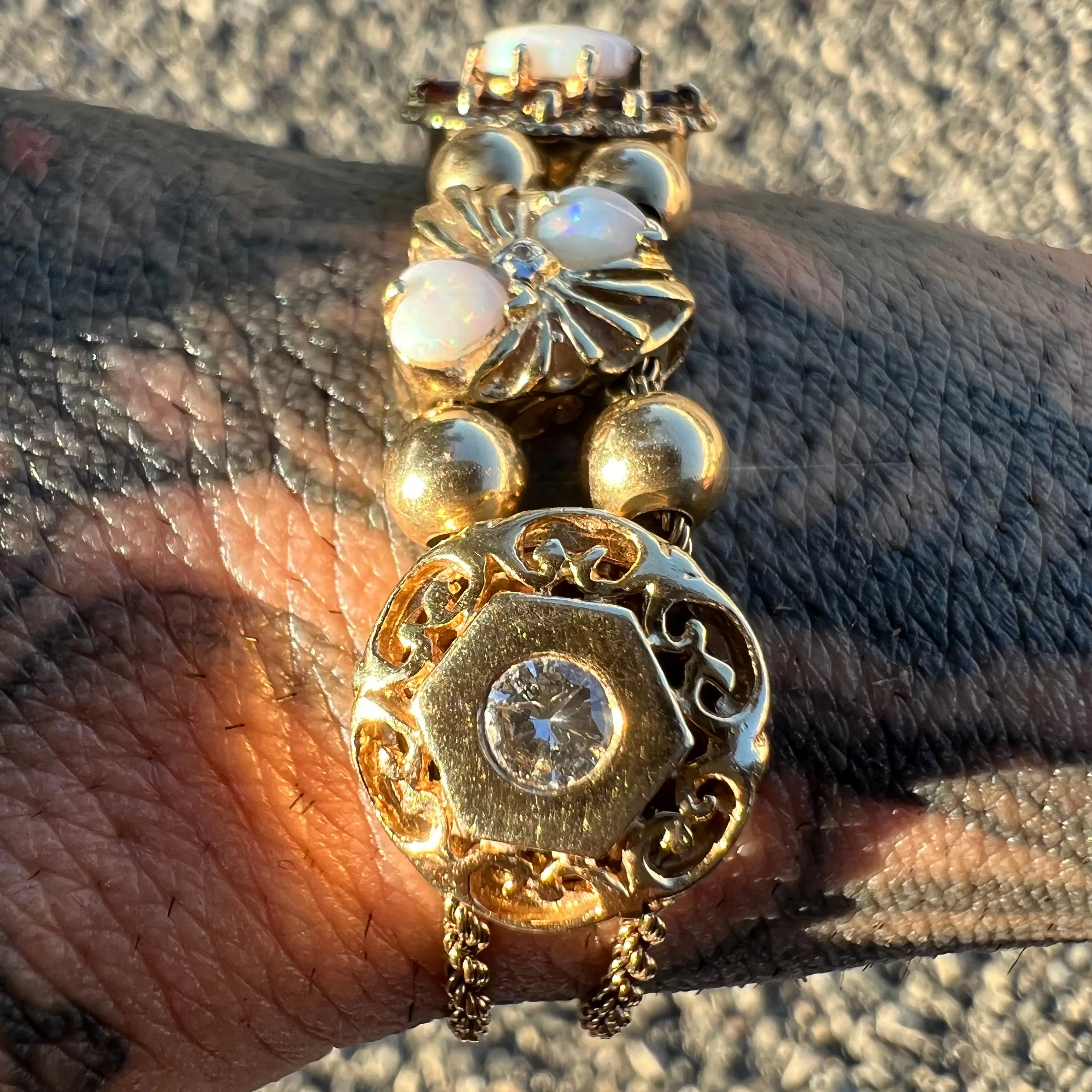 Vintage 14k Precious Gemstone Slider Bracelet By Richard Klein (7.5”)