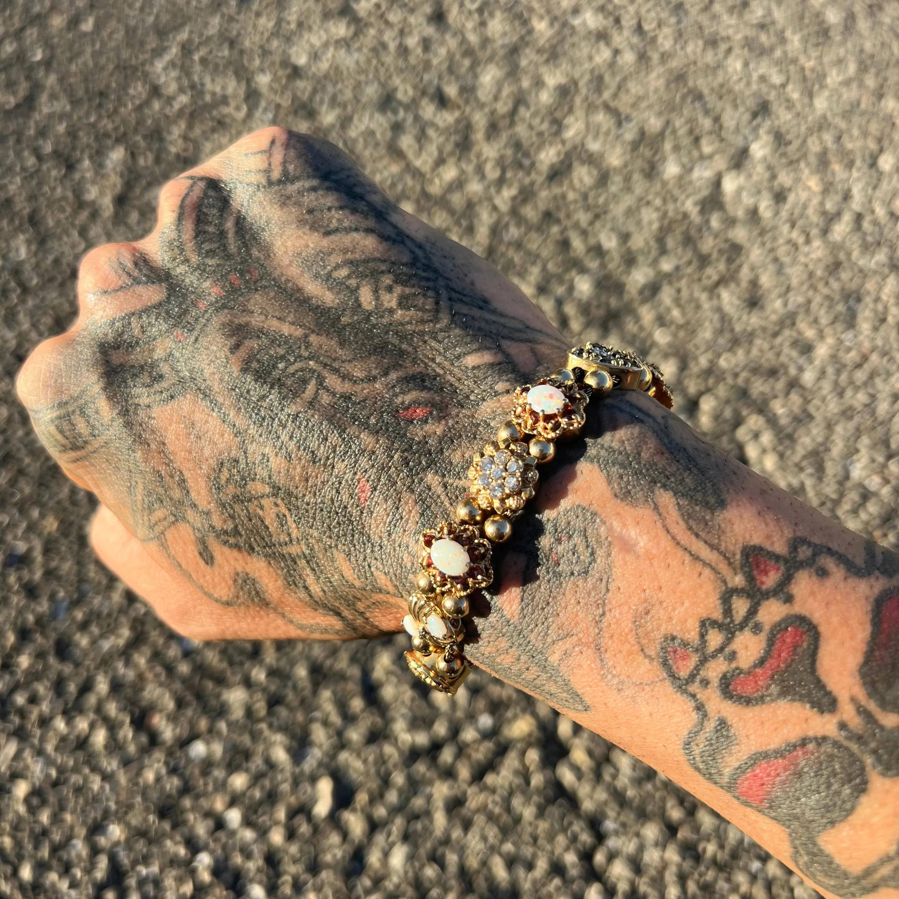 Vintage 14k Precious Gemstone Slider Bracelet By Richard Klein (7.5”)