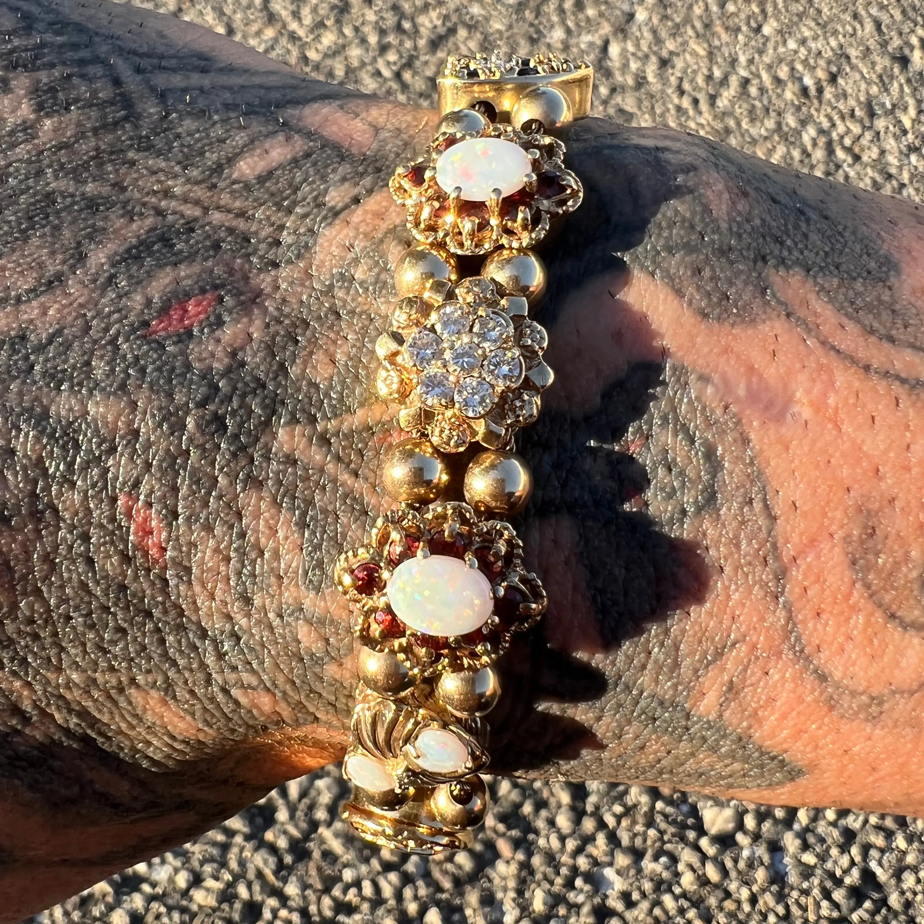 Vintage 14k Precious Gemstone Slider Bracelet By Richard Klein (7.5”)