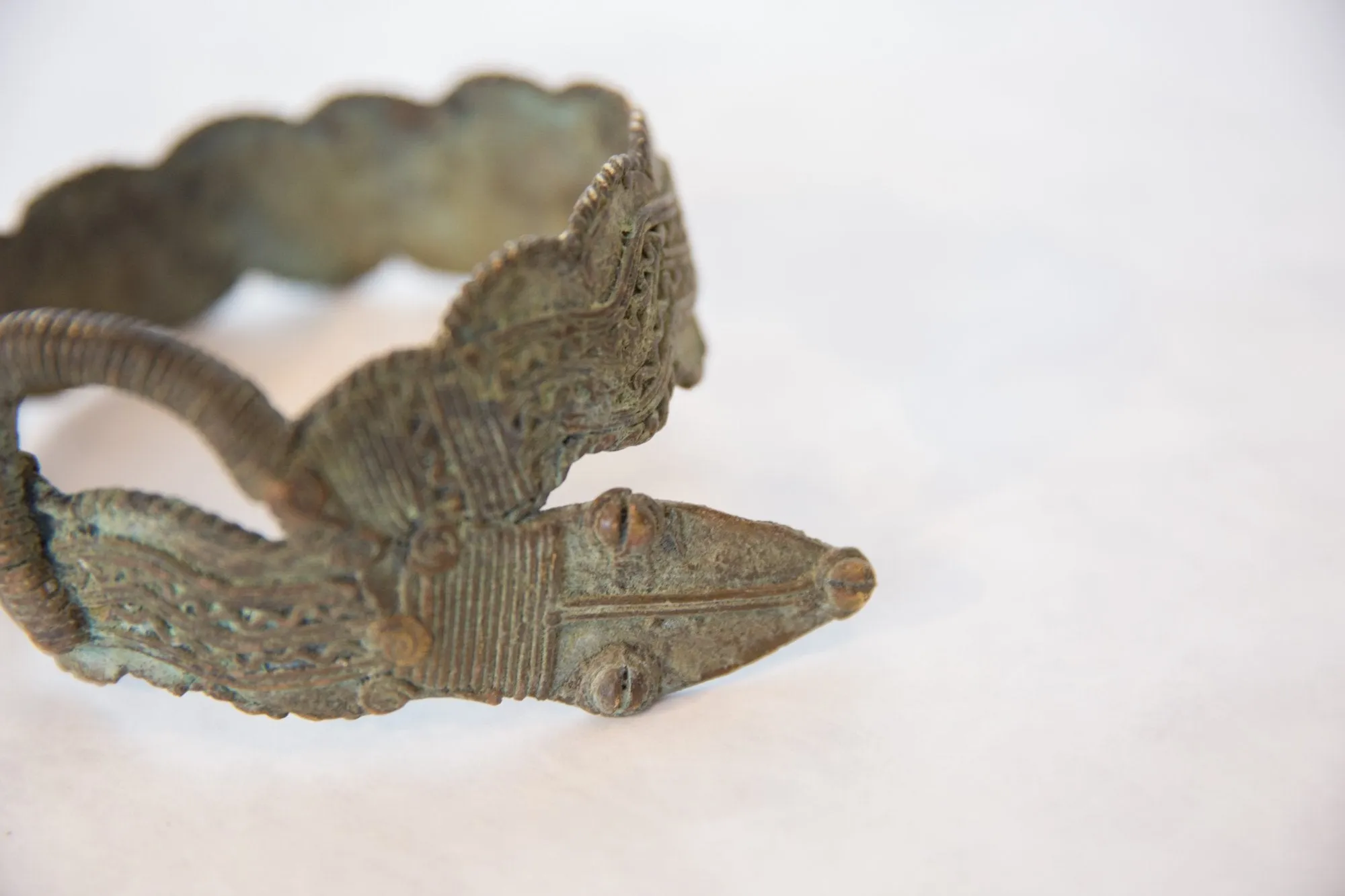 Vintage African Bronze Snake Bracelet