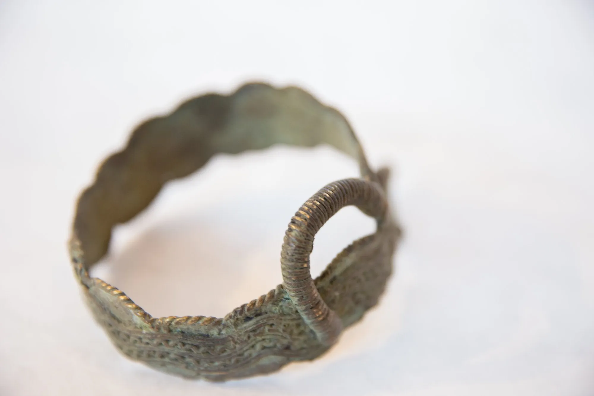 Vintage African Bronze Snake Bracelet