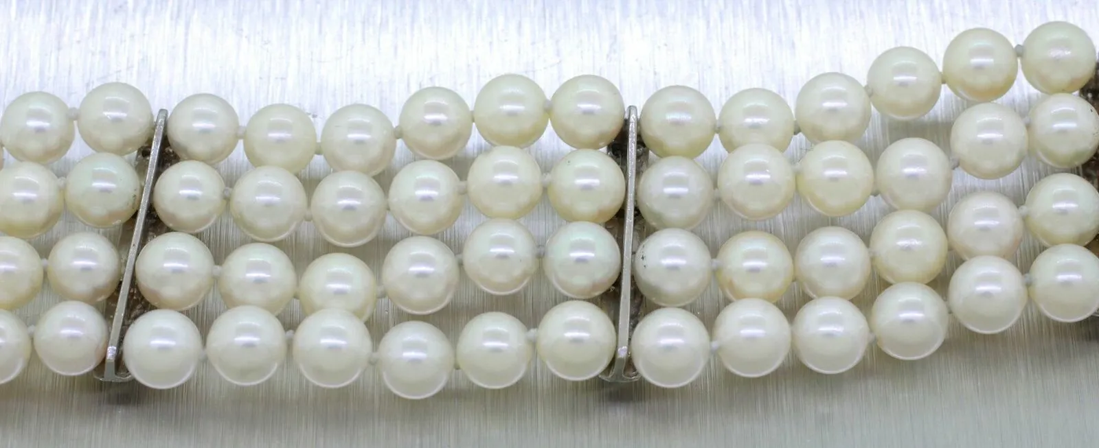 Vintage Natural Pearl and 1.00ctw Diamond Bracelet - 14k White Gold - Size 5.50"