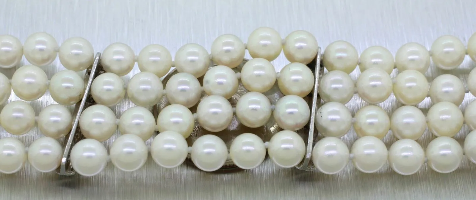 Vintage Natural Pearl and 1.00ctw Diamond Bracelet - 14k White Gold - Size 5.50"