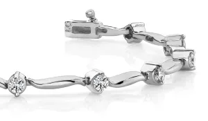 Wavy Link Diamond Bracelet with 1.50 ct.(finished) 3.25mm