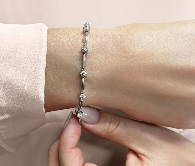 Wavy Link Diamond Bracelet with 1.50 ct.(finished) 3.25mm