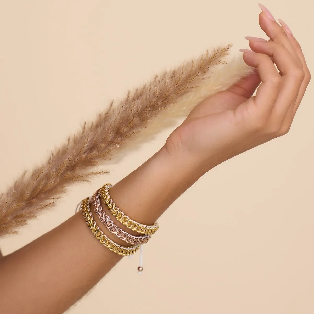 White x Rose Gold | Gaia Wheat Chain Bracelet
