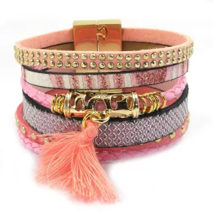 winter leather bracelet have 4 color charm bracelets Bohemian bracelets & bangles Christmas gift for women