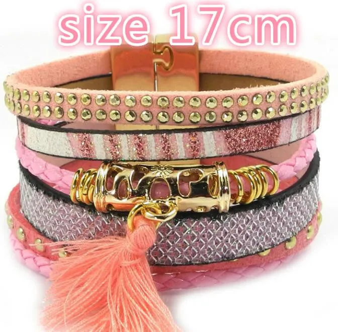 winter leather bracelet have 4 color charm bracelets Bohemian bracelets & bangles Christmas gift for women