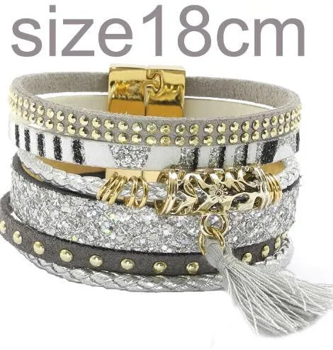 winter leather bracelet have 4 color charm bracelets Bohemian bracelets & bangles Christmas gift for women