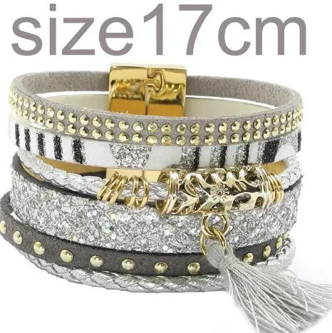winter leather bracelet have 4 color charm bracelets Bohemian bracelets & bangles Christmas gift for women