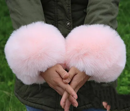 Women Furry Sleeve Cuffs Fox Short Wrist Bracelet