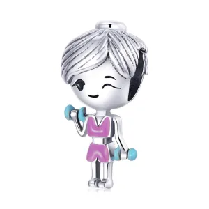 Workout Girl with Dumbbells Charm