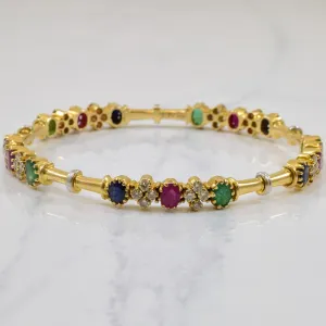 Yellow Gold Mixed Gem Bangle | 3.34ctw, 1.80ctw | 7.5" |