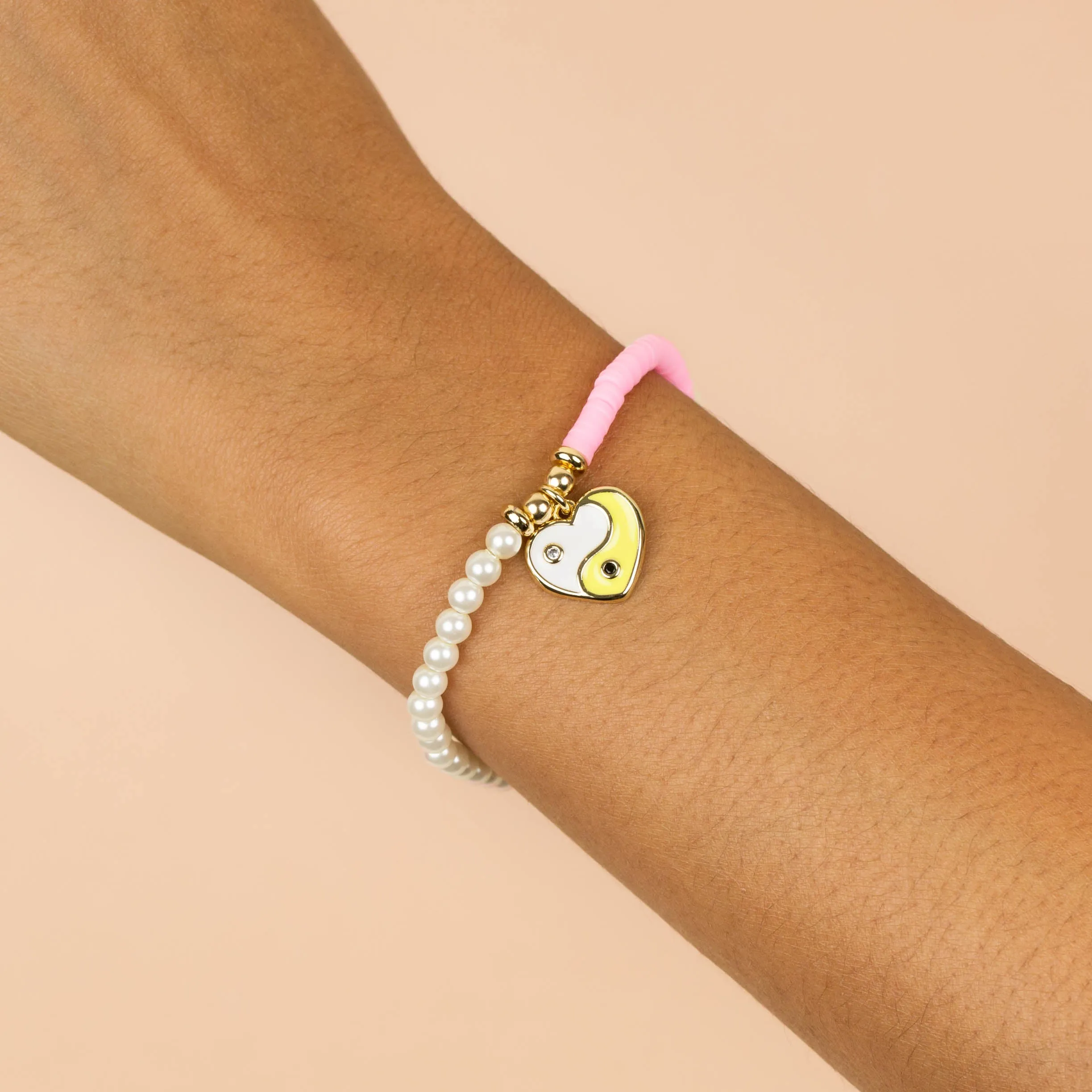 Yin & Yang Heart Beaded Bracelet